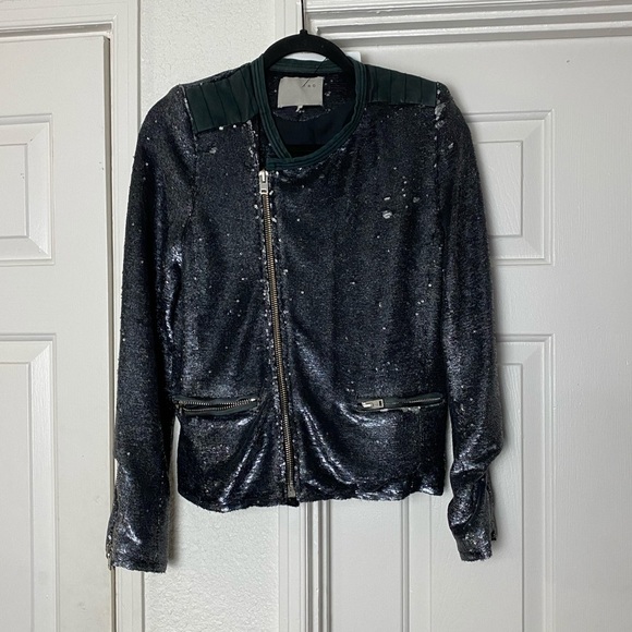 IRO Longina Sequin Jacket Charcoal Size 1 Small - Picture 9 of 16